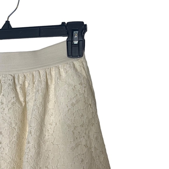 H&m Ivory Cream Lace A-Line Skirt Elastic Stretch Modest Chic Midi Skirt Size 4 - Picture 4 of 13